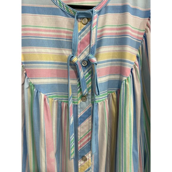 Vintage 80s Models Coat Button Front Striped Pastel Dress Cover Up - Picture 4 of 8
